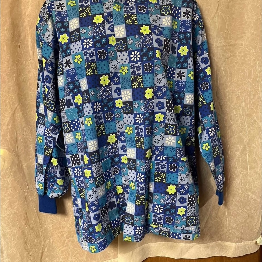 Blue and Green Floral Scrub jacket